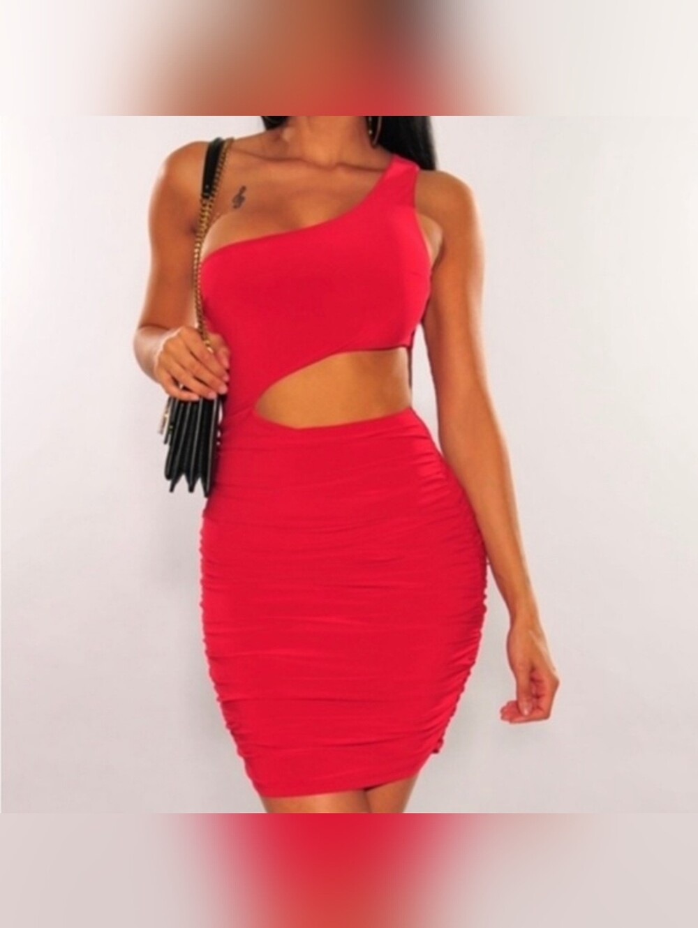Hidden Brand One Shoulder Cut Out Date Night Ladies Night Out Party Mini Dress